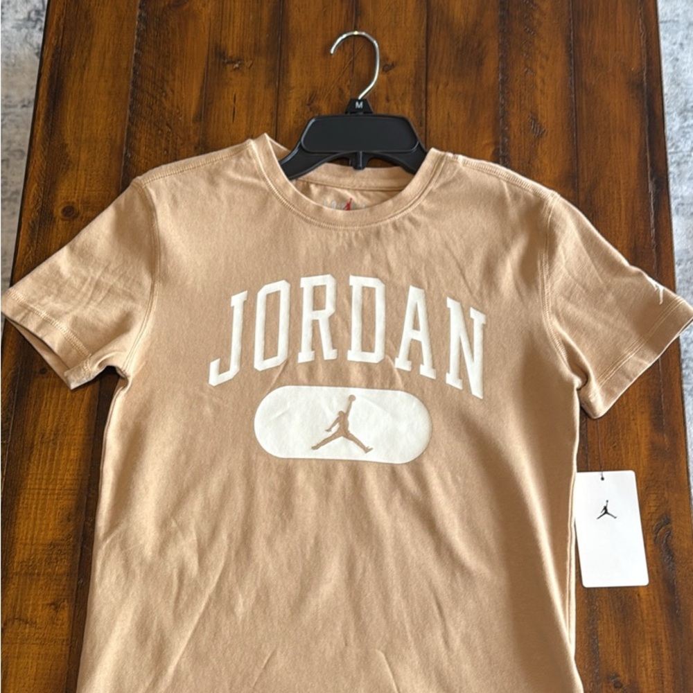 Jordan Beige Tee with White Logo - Picture 2 of 5